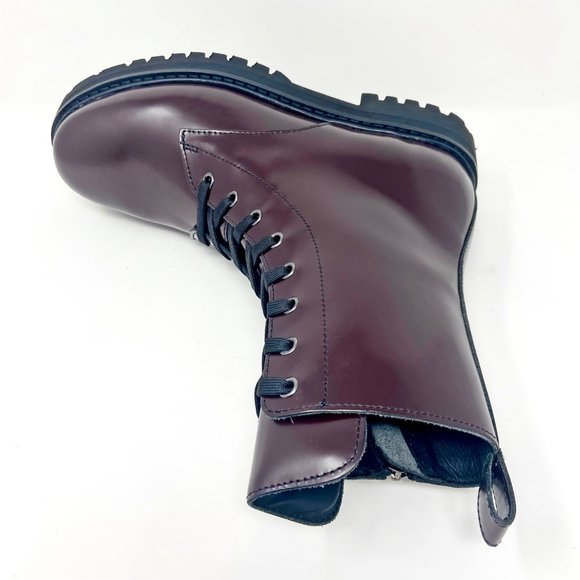 Women's Burgundy Combat Boots - Never worn - Picture 4 of 11